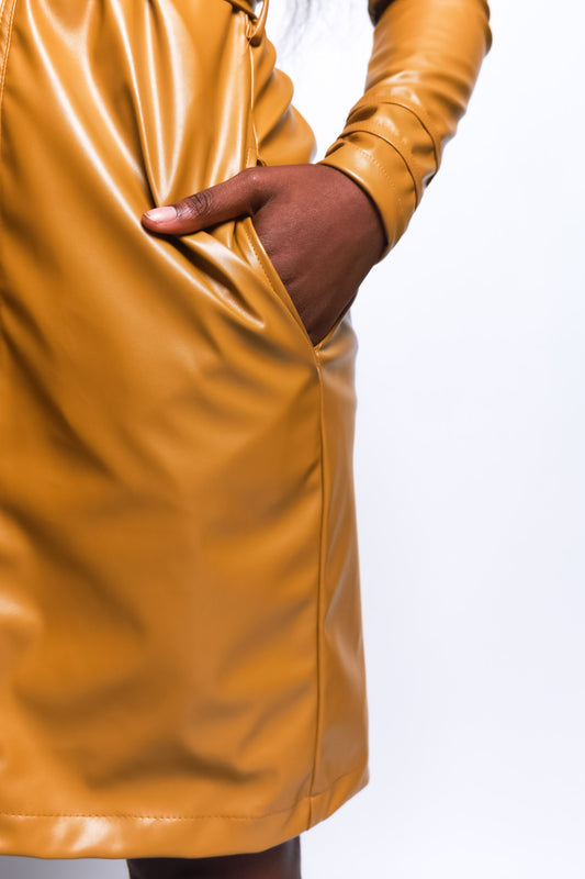 Mustard Yem Leather Coat