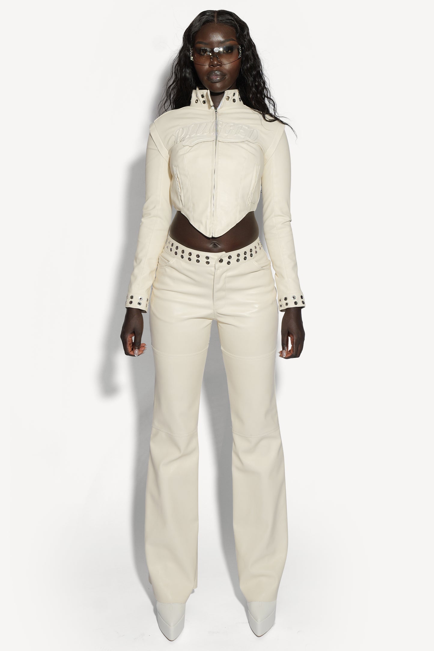 Plugged Logo Leather Coat