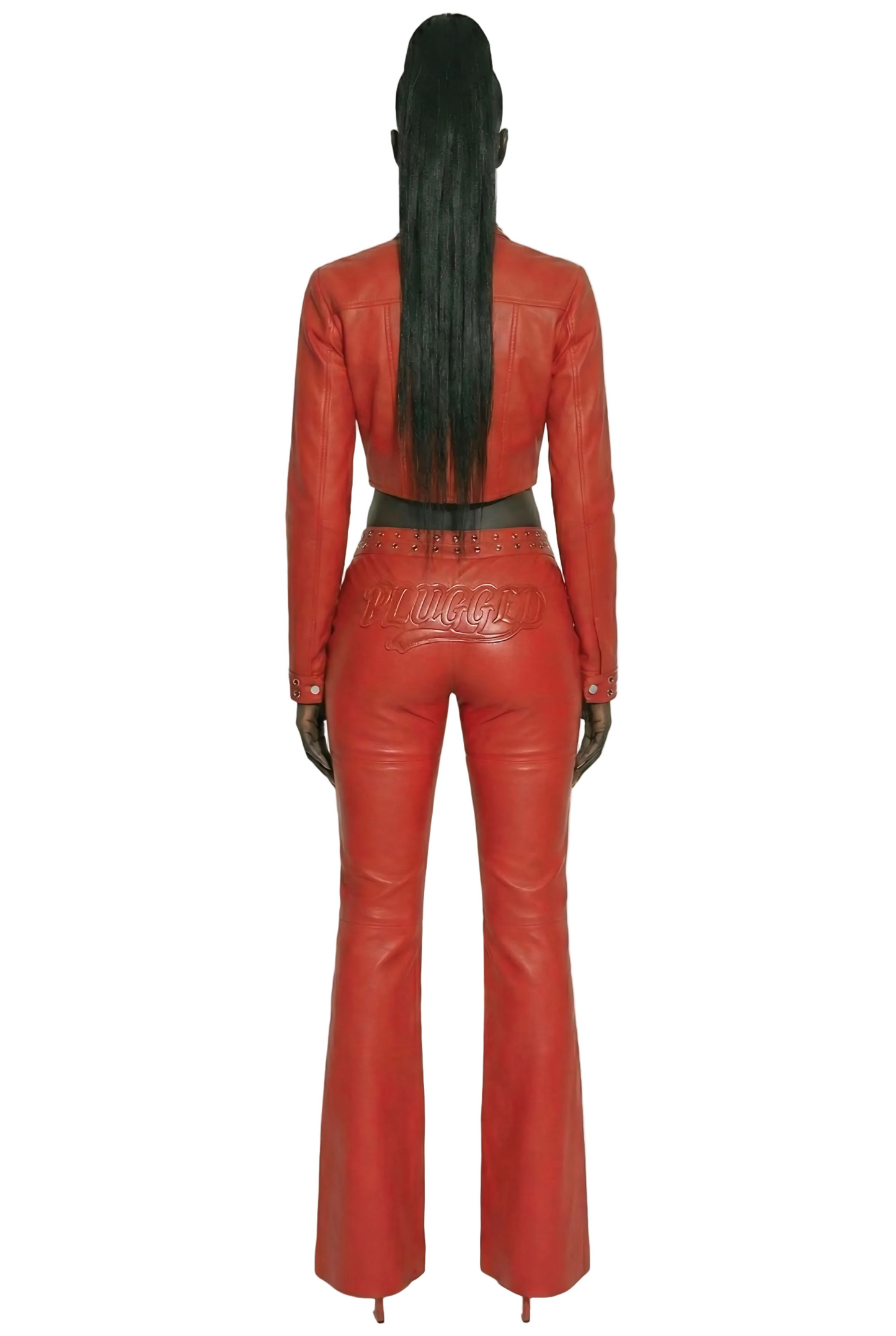 NEW (RED) PLUGGED LOGO LEATHER JACKET