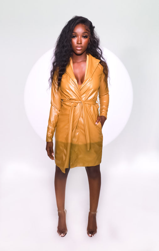 Mustard Yem Leather Coat