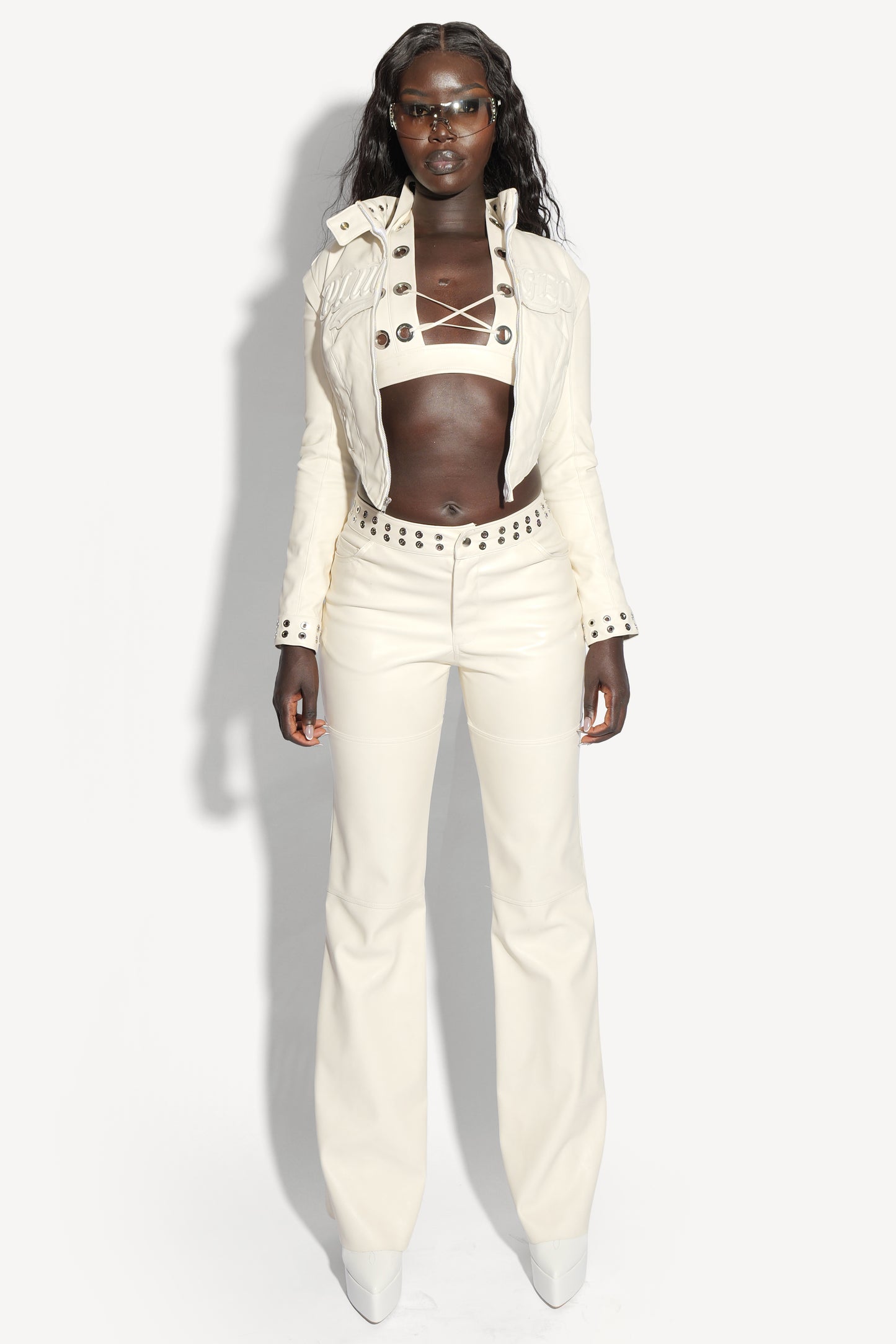 Plugged Logo Leather Coat